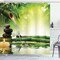Ambesonne Spa Shower Curtain, Relaxing Meditation Art Theme Picture of Bamboo and Candle with Blurred Background, Cloth Fabric Decor for Apartment Bathroom Set with 12 Hooks, 69" W x 70" L, Multicolor